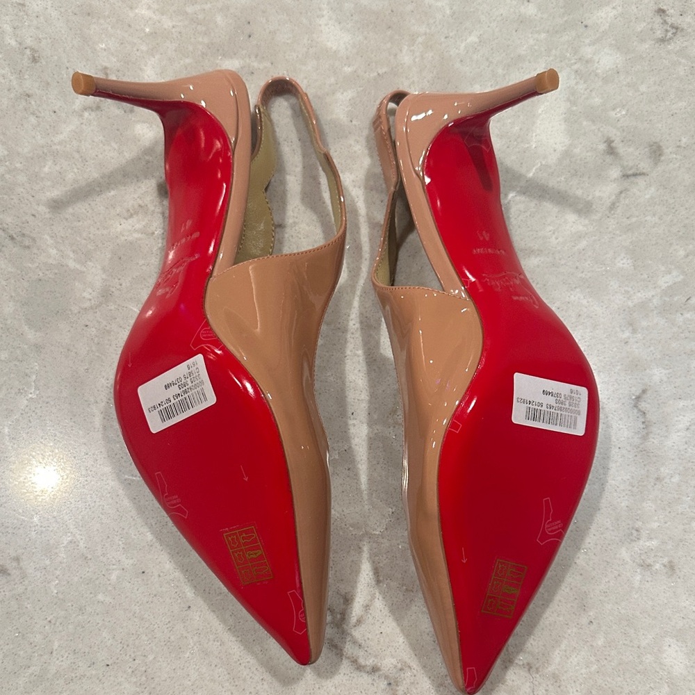 Red Bottom Elegant Nude Slingback Heels